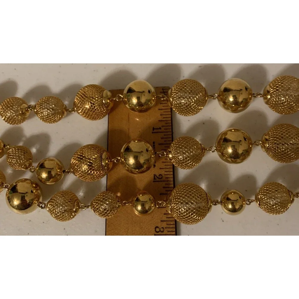 Vintage Monet Runway Luxe Multistrand Mesh Caged Beads Weighty Necklace 19”